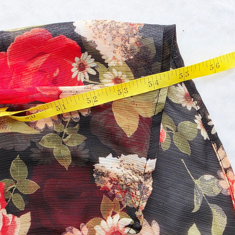 Disney Beauty Beast Maxi Dress S Black Floral Wrap Tie Cottage Romantic Feminine - Picture 15 of 16